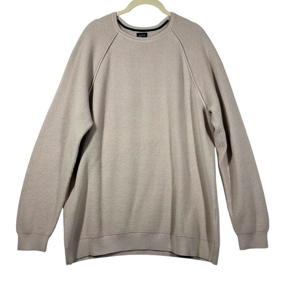 BK1959 Cotton Cashmere Sweater Men's XL Tan Textured Crew Neck Neutral‎ Classic - Picture 1 of 6